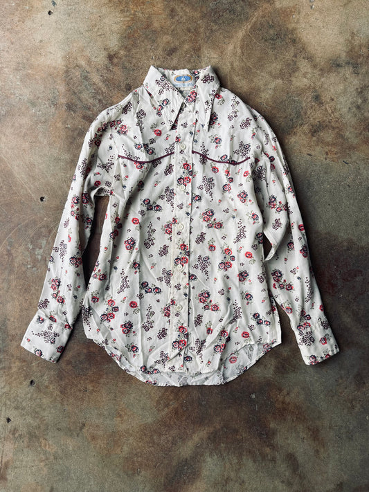 1970’s Boy’s Fashion Shirts Floral Western | Small