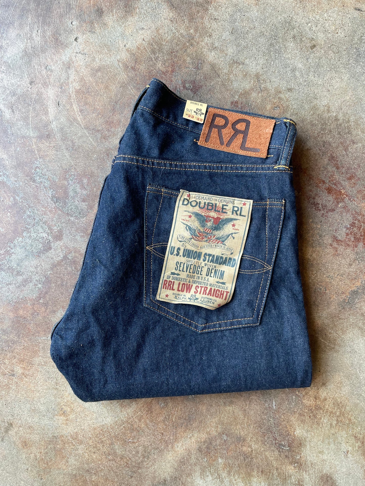 RRL Low Straight Selvedge Denim | 35X34