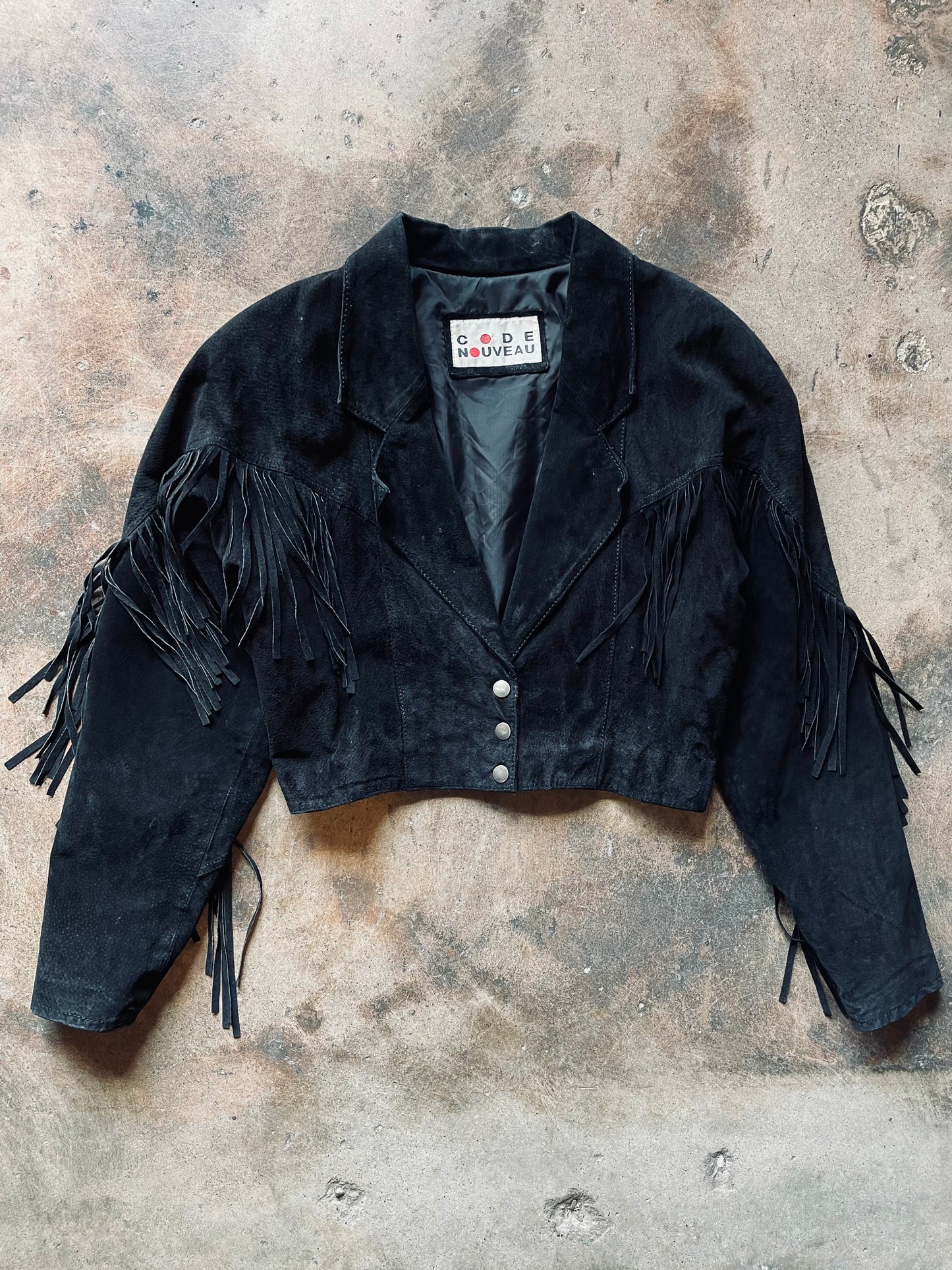 1980’s Code Nouveau Suede Fringe Jacket | Small