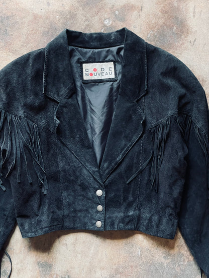 1980’s Code Nouveau Suede Fringe Jacket | Small