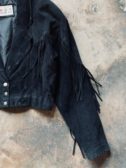 1980’s Code Nouveau Suede Fringe Jacket | Small