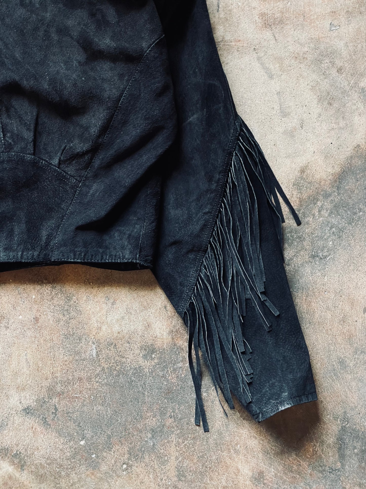 1980’s Code Nouveau Suede Fringe Jacket | Small