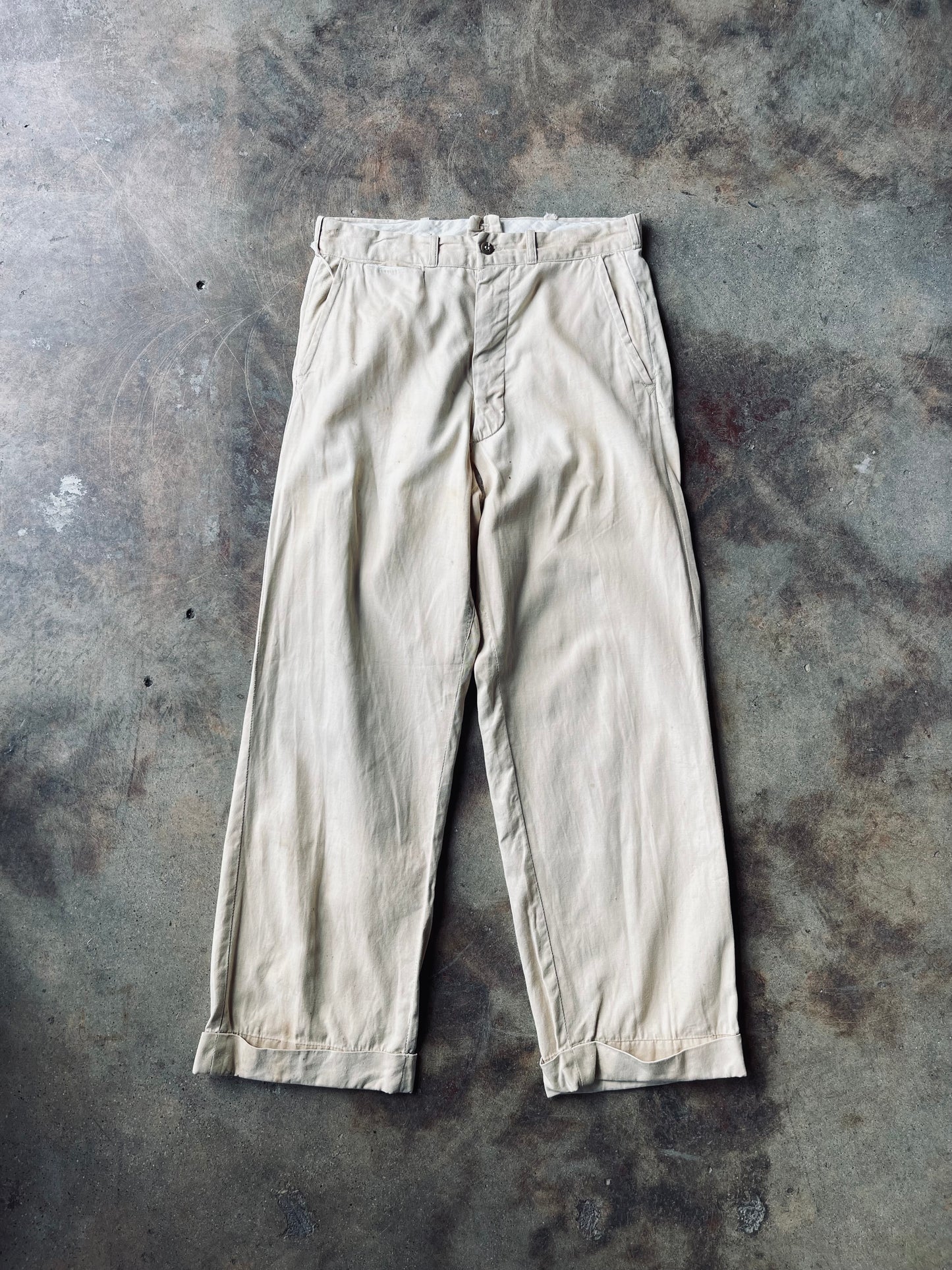 1940’s-50’s Twill Button Fly Chinos | 30X28