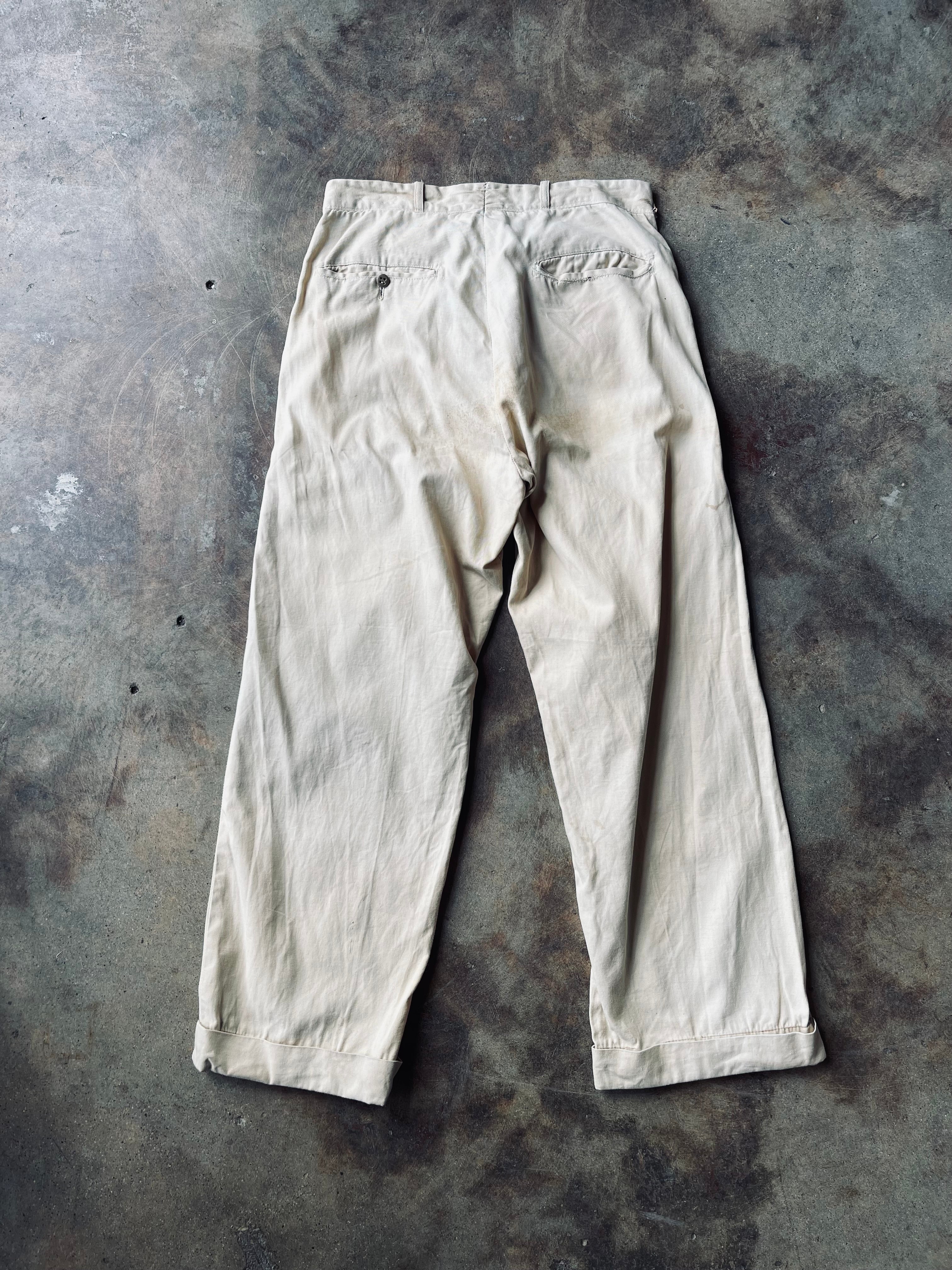1940’s-50’s Twill Button Fly Chinos | 30X28