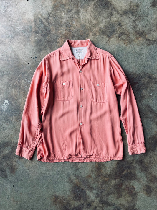 1950’s Personality Loop Collar Gaberdine Shirt | Medium
