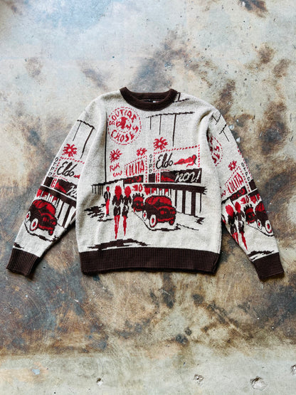 Vintage Custom Detailed Picture Knit Sweater