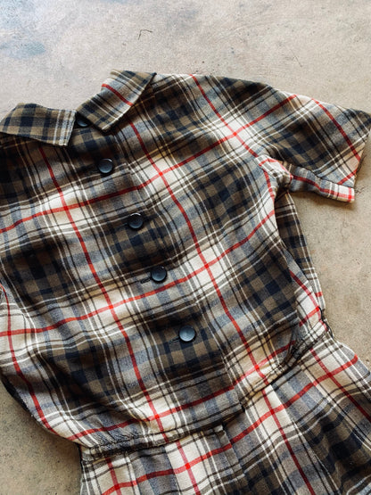 1960s Plaid Maggie Stover Dress | Small