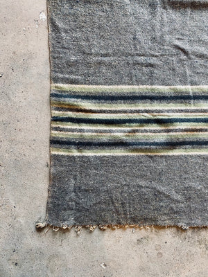 Early 1900’s Thrashed Striped Blanket