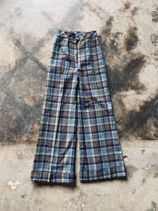 1970s Bobbie Brooks Plaid Wide Leg Trouser