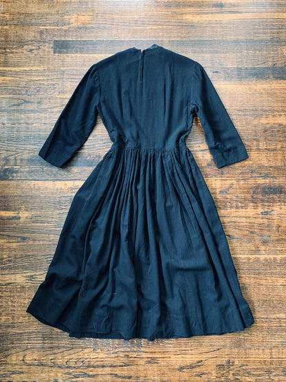 1940’s Wool Mourning Dress | Medium