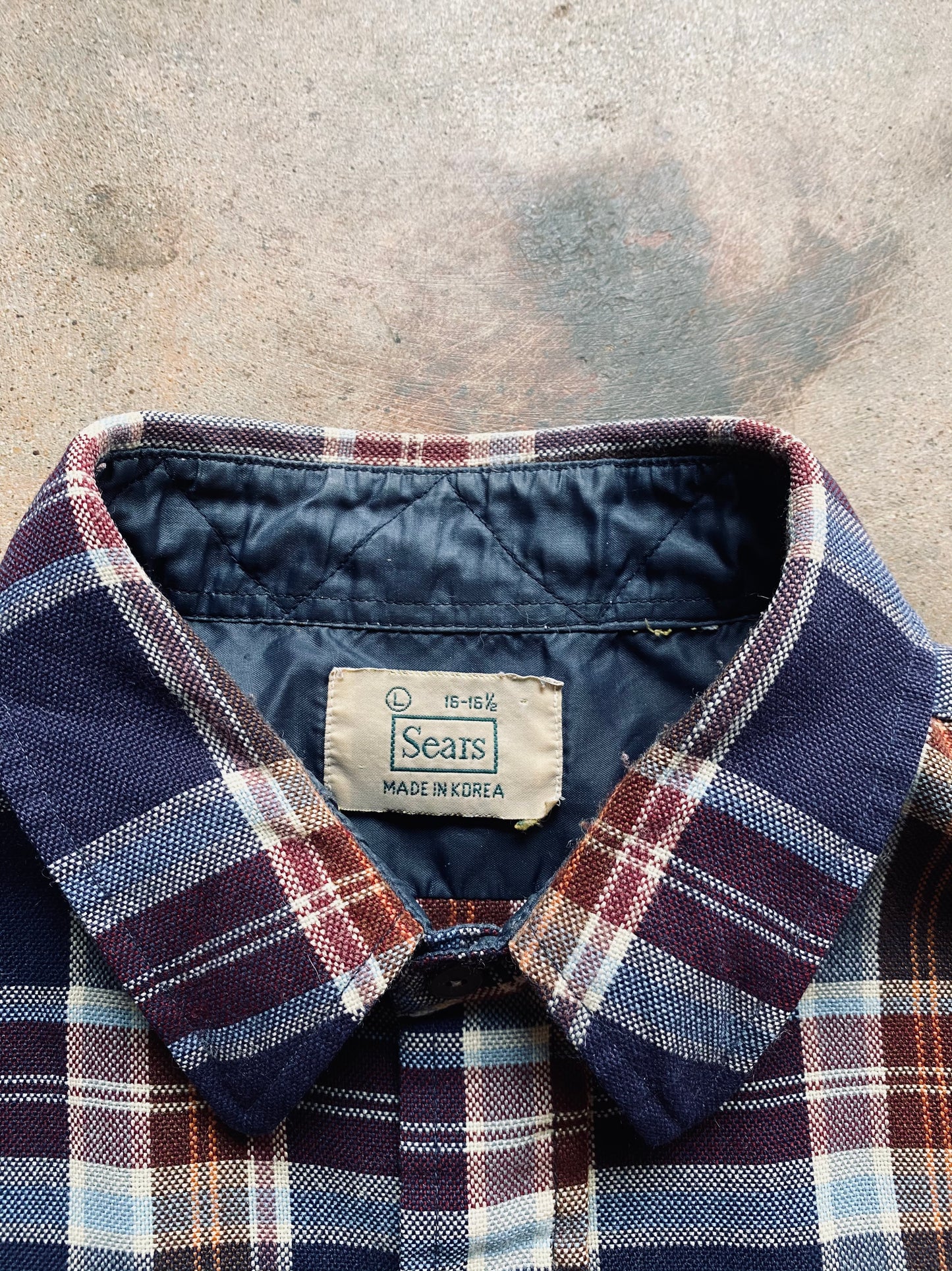 1980s Sears Plaid Work Shirt | Large