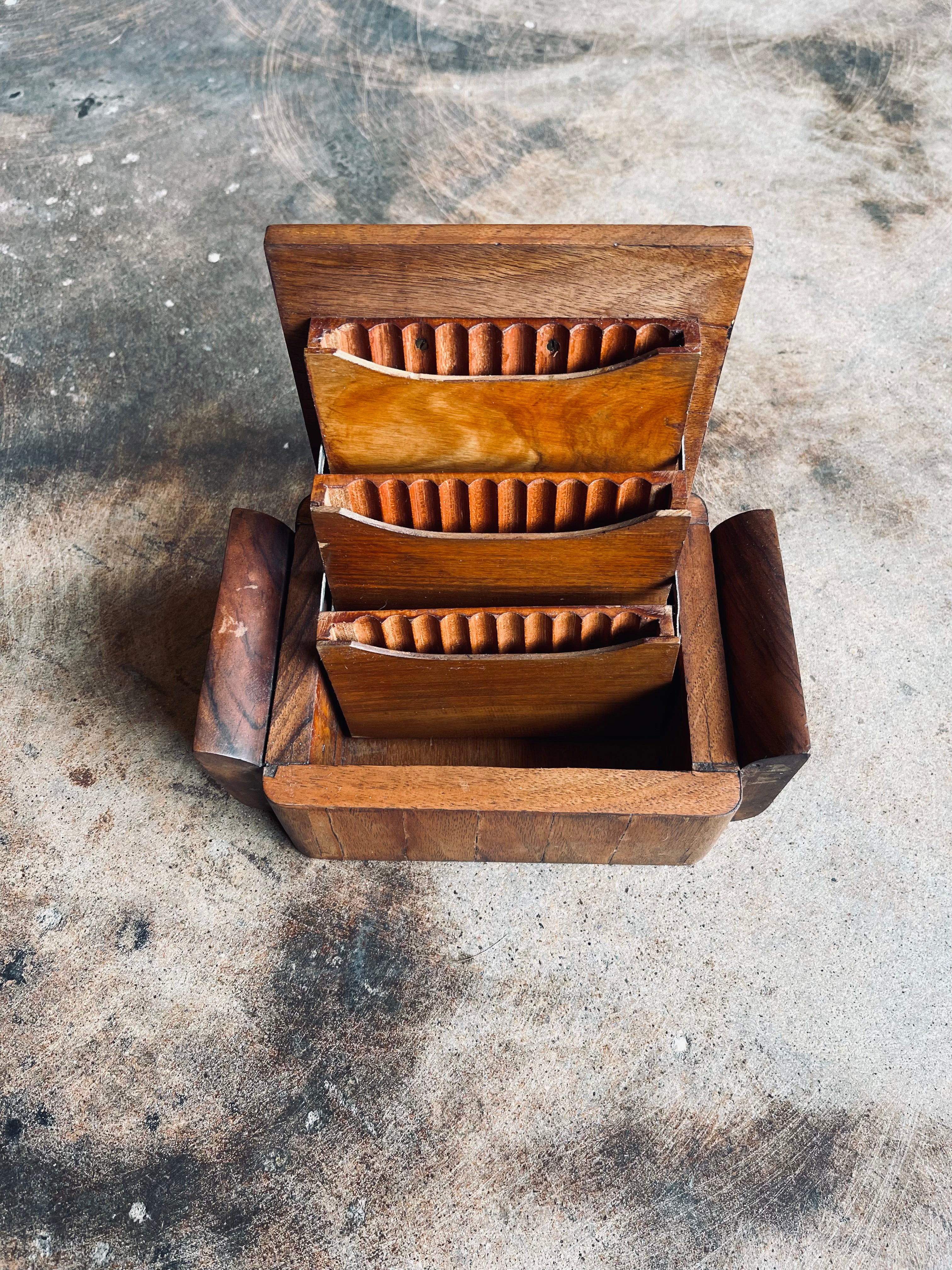 Vintage Wood Inlay Cigarette Box