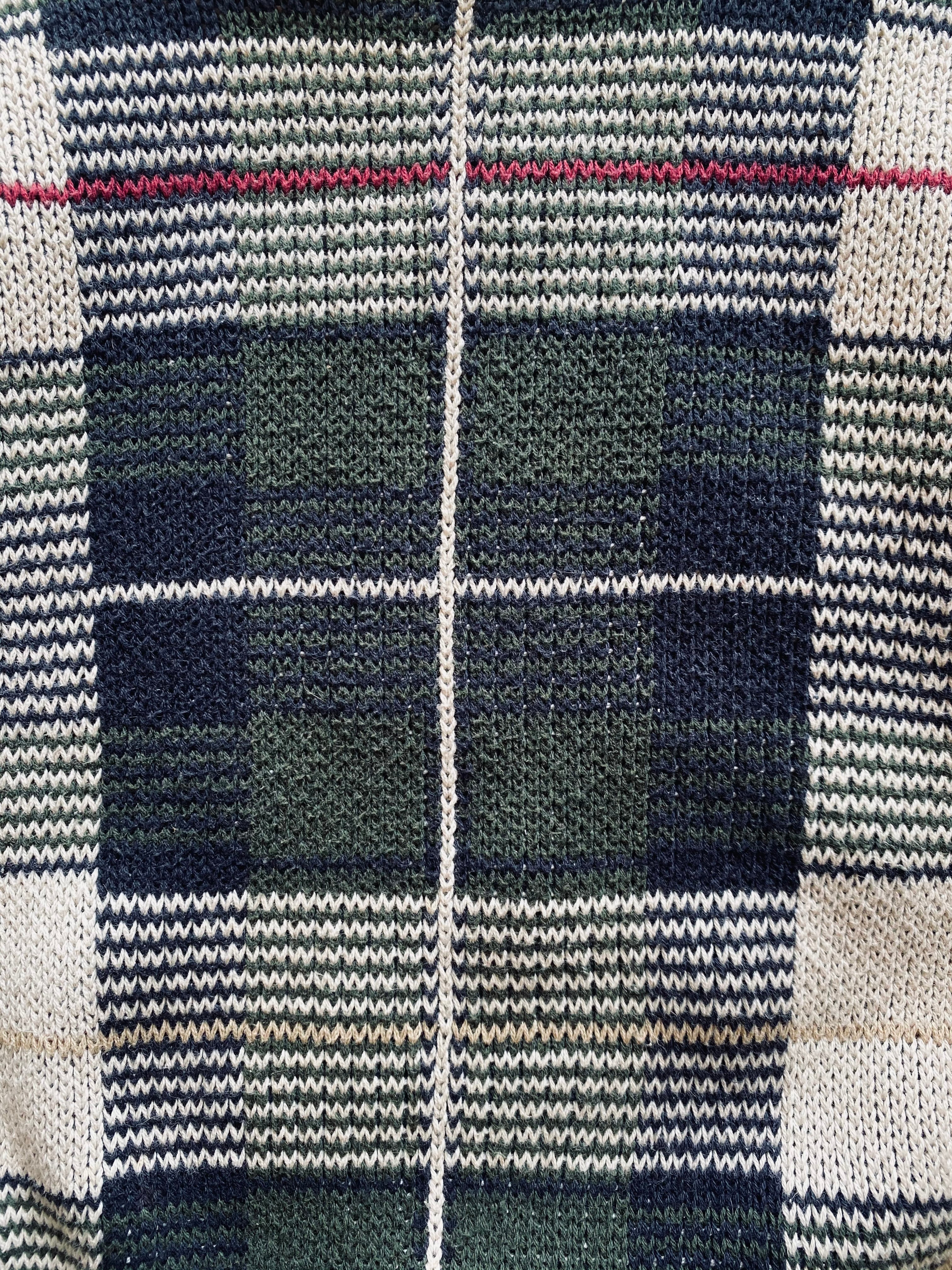 1990s Woods & Gray Plaid Knit Sweater | X-Large