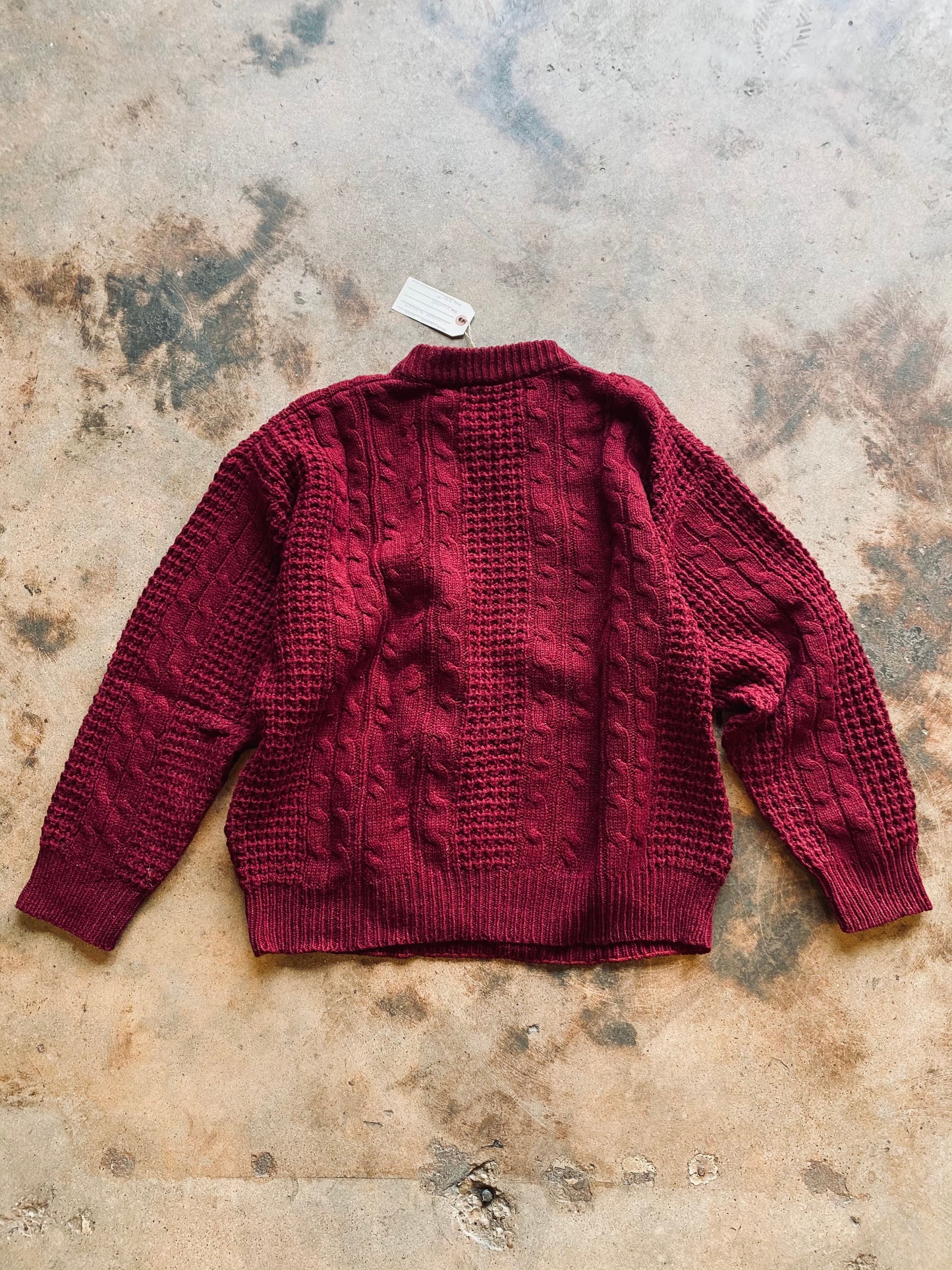 Vintage Cable/Waffle Knit Sweater | Large