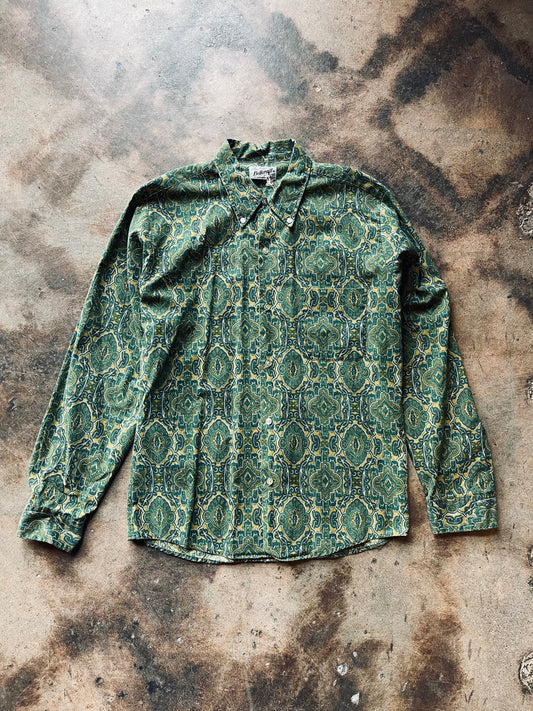1960’s Belleraft Paisley Print Button Down | Medium