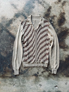 1970’s Geometric Knit Polo Sweater | Small