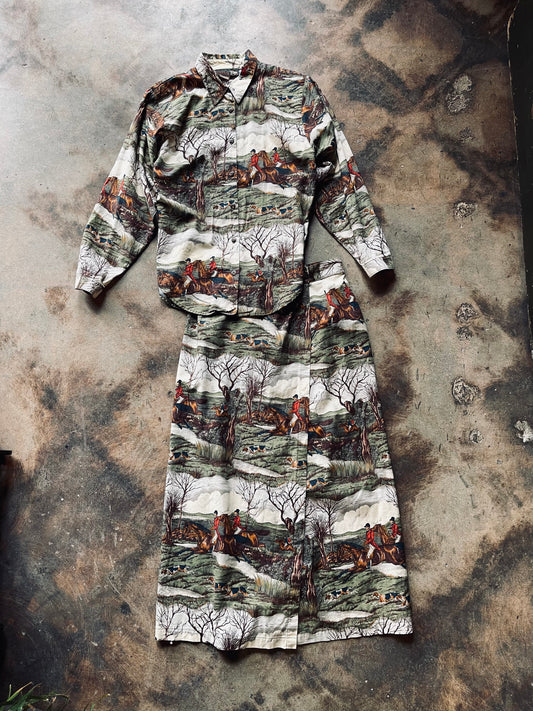 1990’s Aintree British Hunting Motif Set | Large