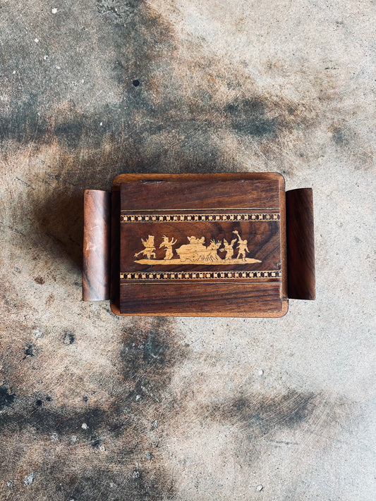 Vintage Wood Inlay Cigarette Box