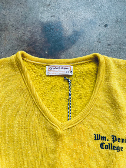 1980’s William Penn College V-Neck Sweatshirt | Medium