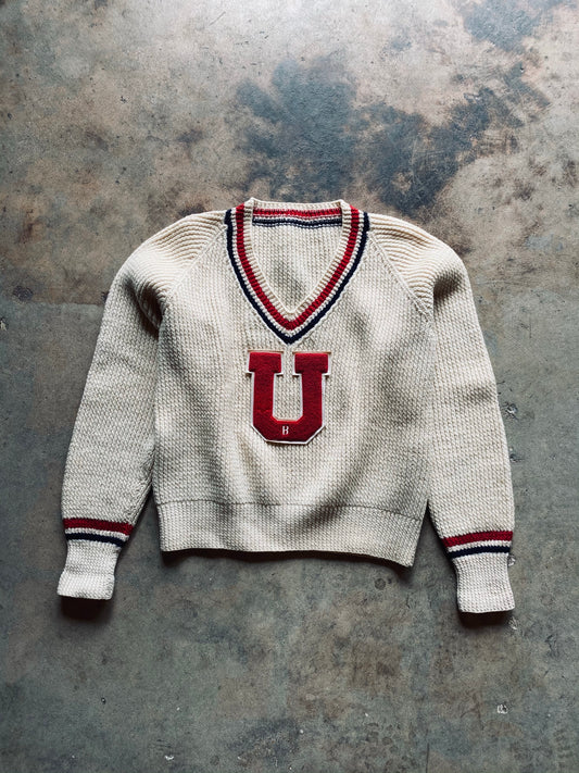 1960s V-Neck “U” Varsity Sweater