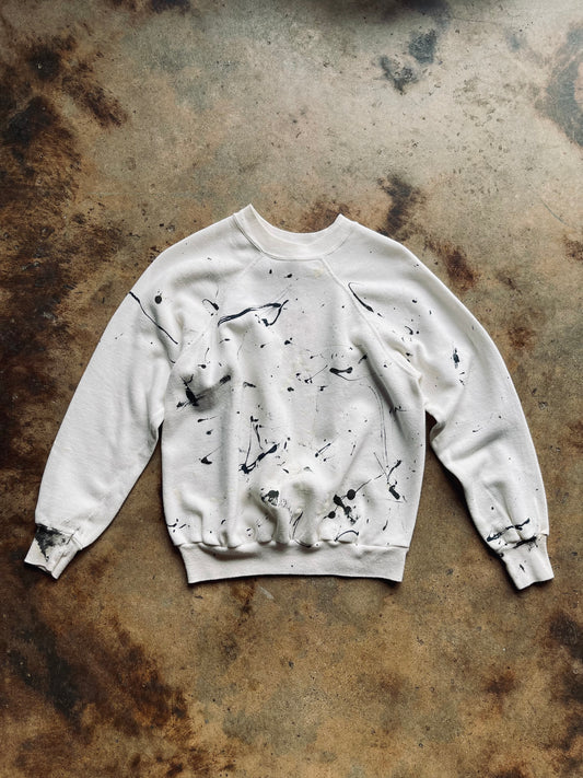 1980’s Paint Splatter Raglan Sleeve Sweatshirt | Large