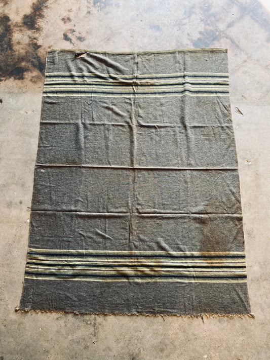 Early 1900’s Thrashed Striped Blanket