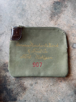 Antique Canvas Bank Bag with Chainstitch Detail