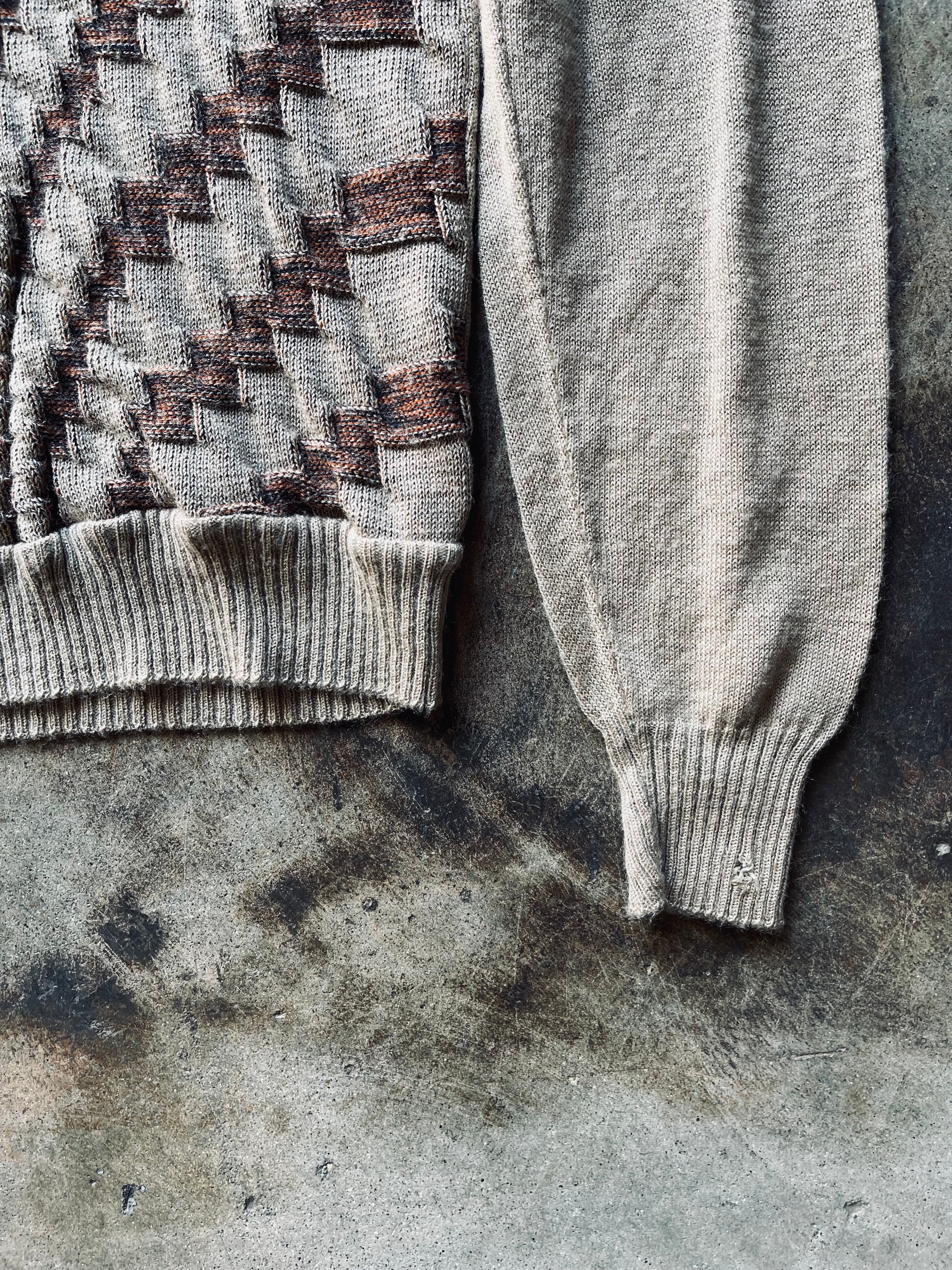 1970’s Geometric Knit Polo Sweater | Small