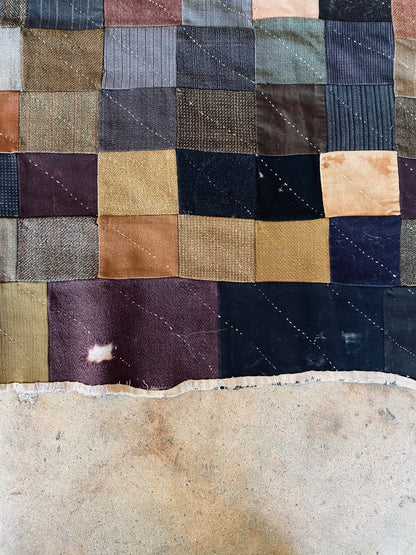 1920s-30s Wool Scraps Quilted Blanket