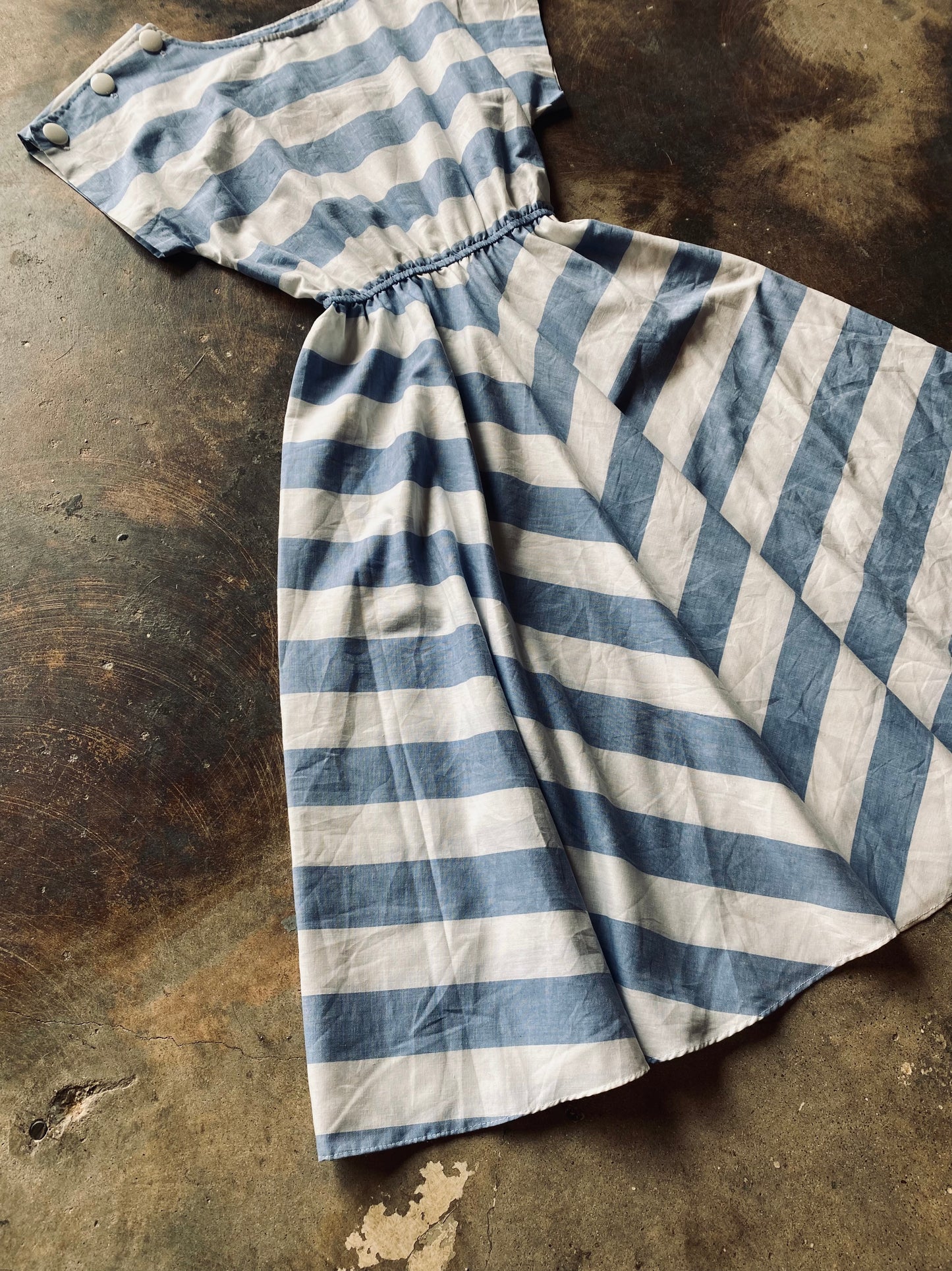 1980s Fit Flare Striped Dress
