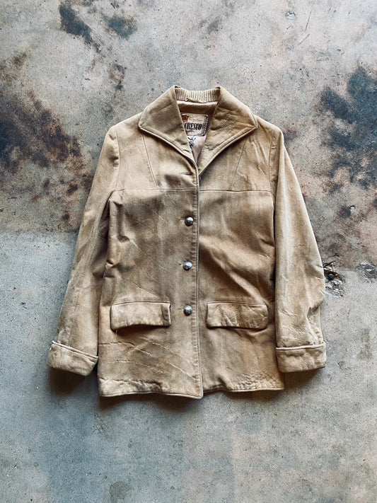 1950s Cresco Suede Coat, Buffalo Nickel Buttons | Small/Medium