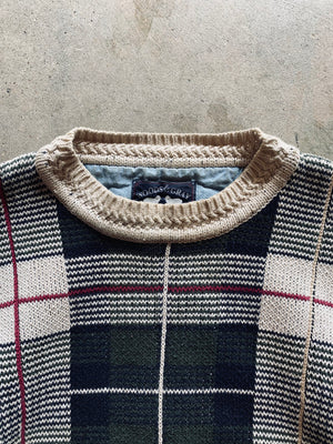 1990s Woods & Gray Plaid Knit Sweater | X-Large