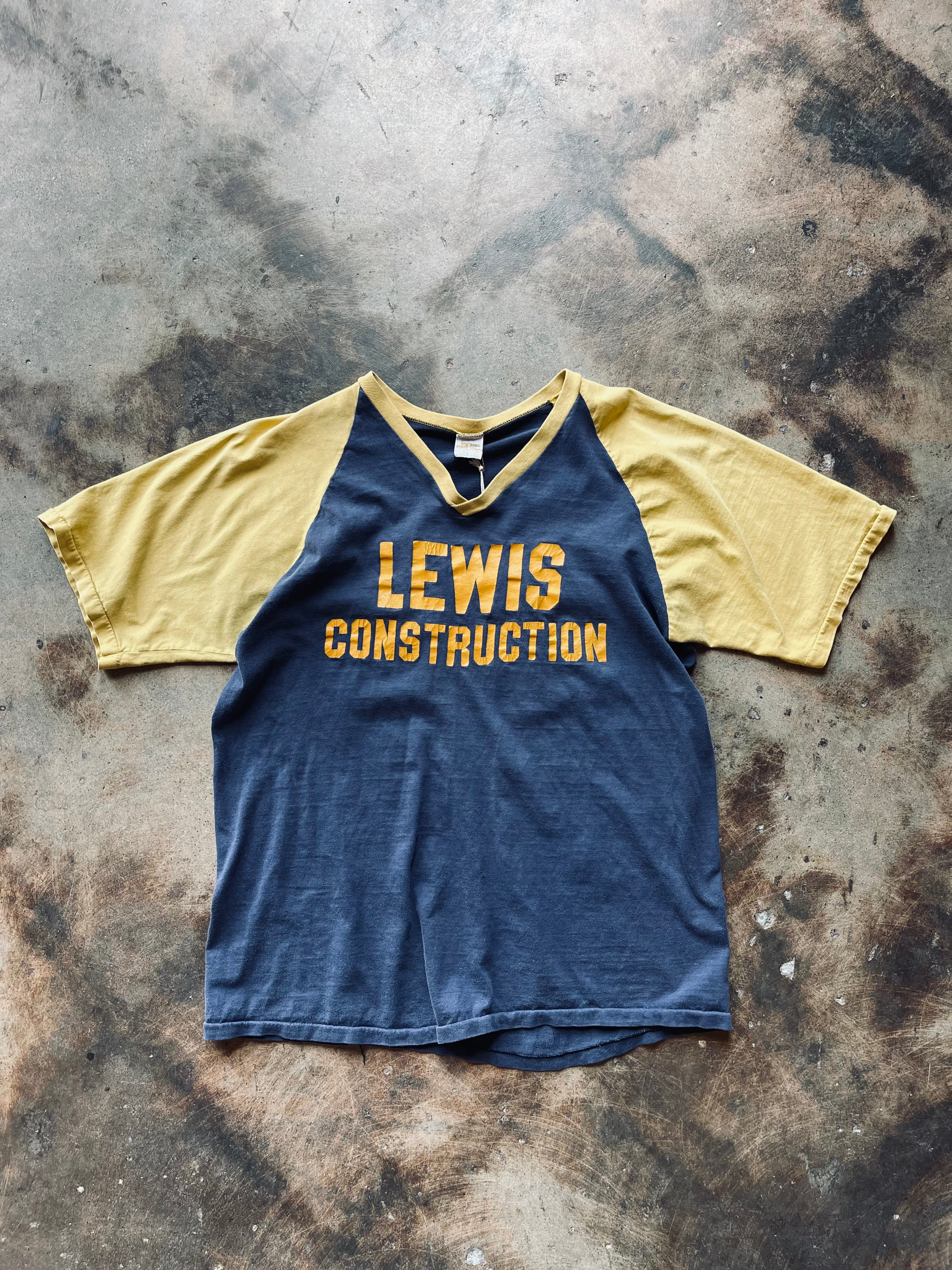 1970’s Russell Athletic “Lewis Construction” Baseball Tee | Large