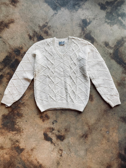 1970‘s Yalile V-Neck Cable Knit Sweater | Medium