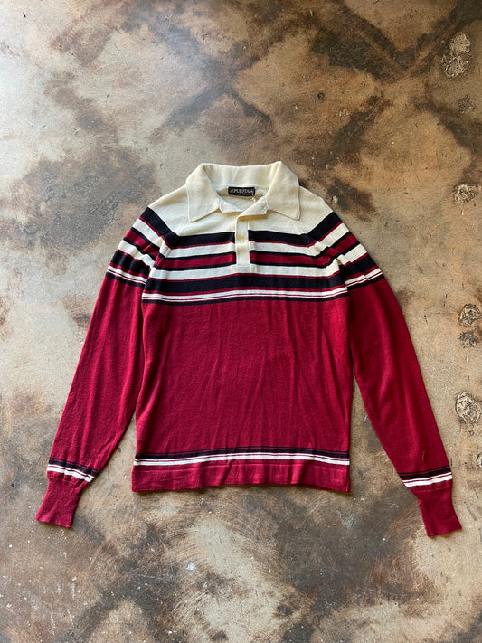 1970’s Puritan Long Sleeve Knit Polo | Large