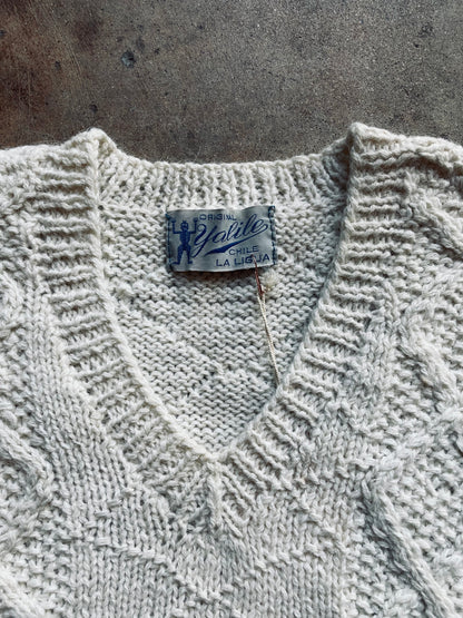 1970‘s Yalile V-Neck Cable Knit Sweater | Medium