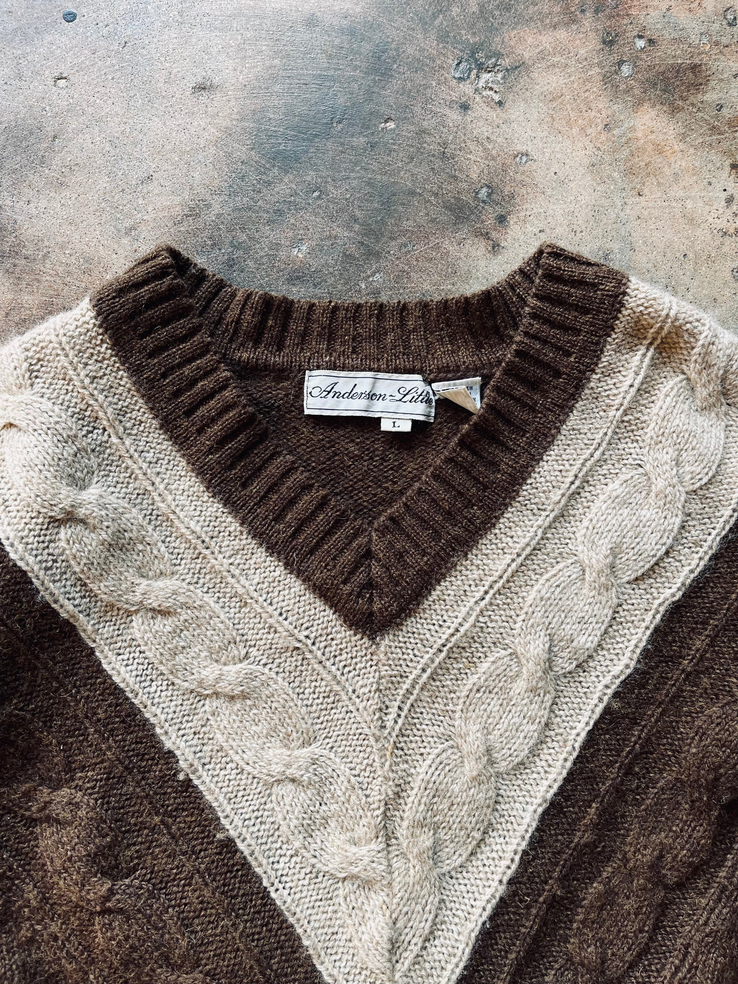 1980’s Anderson-Little V-Neck Cable Knit Sweater
