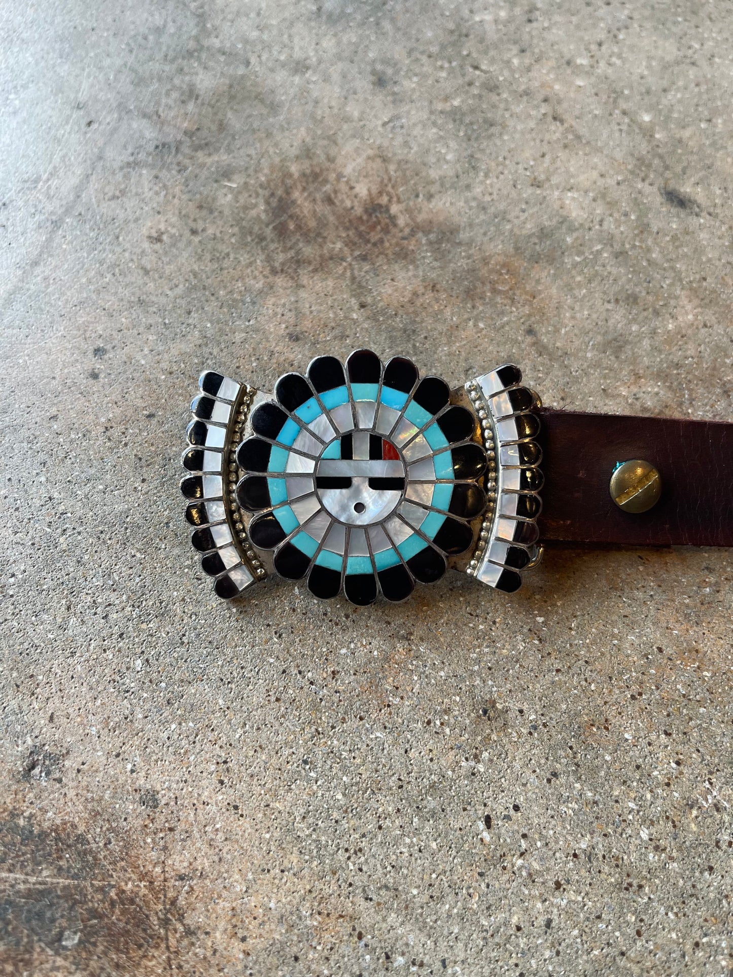 Vintage J.D. Massie Zuni Sunface Belt Buckle