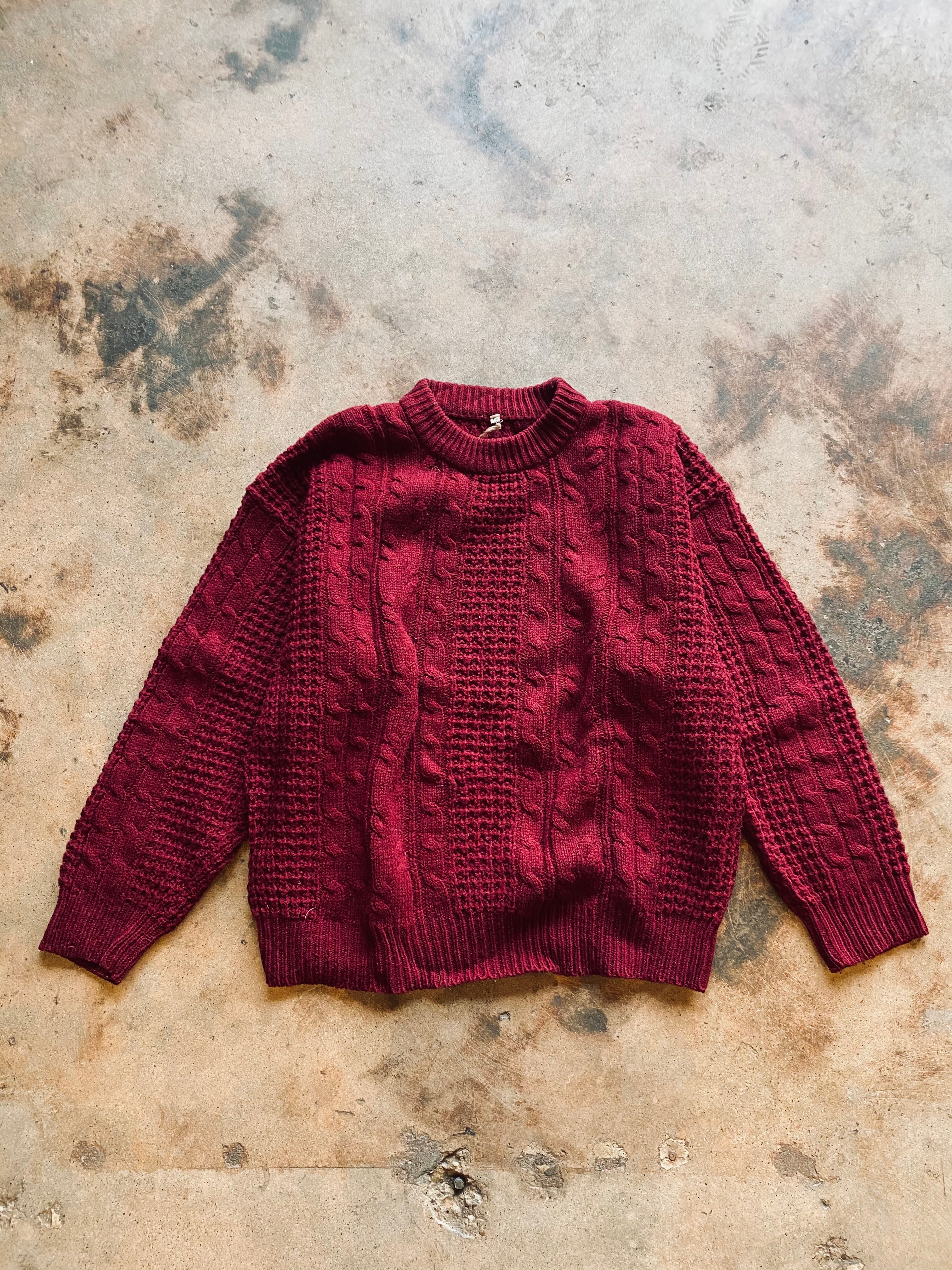 Vintage Cable/Waffle Knit Sweater | Large