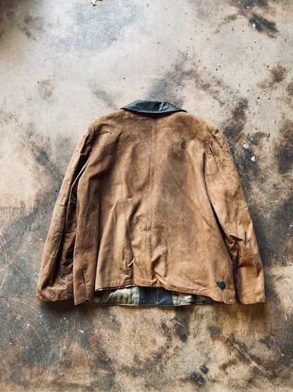 Vintage Button Up Leather Jacket | Medium