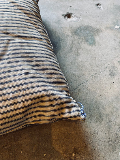 1930s Mattress Ticking Fabric Down Pillow