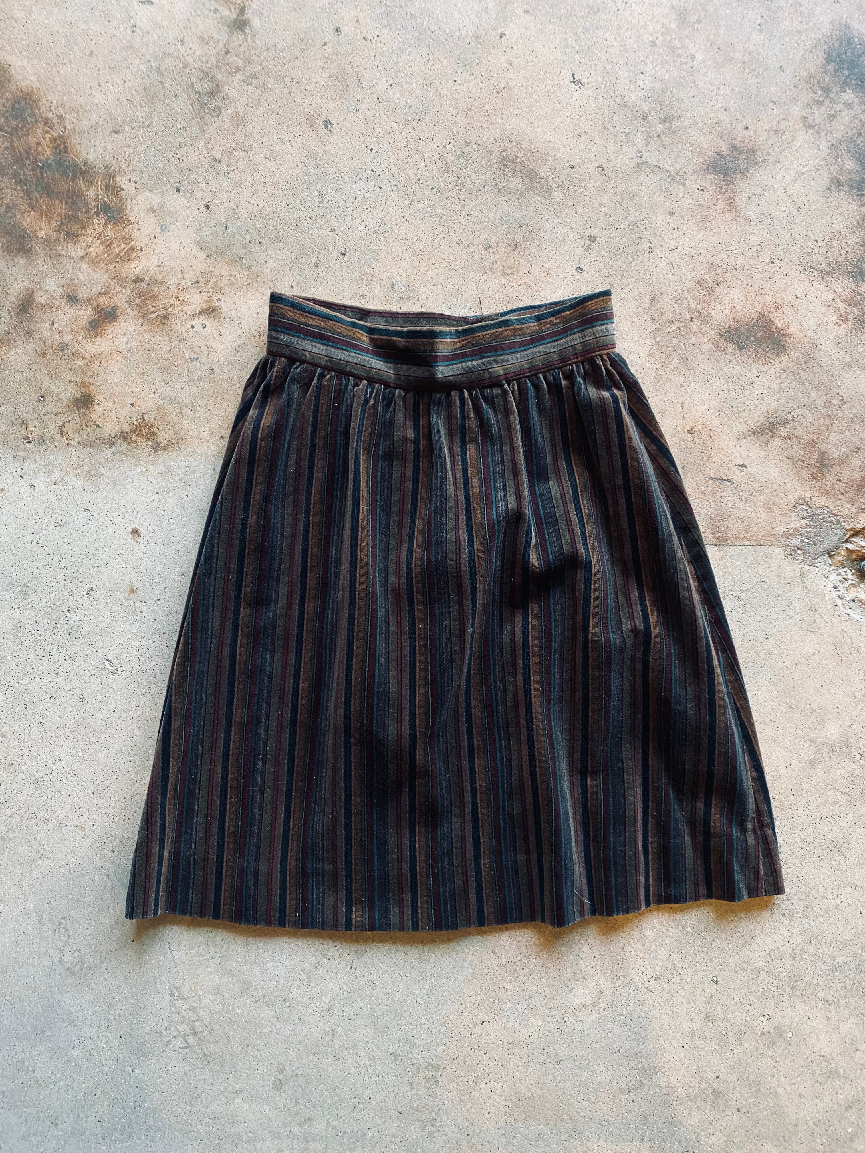 1980s Striped A-Line Skirt