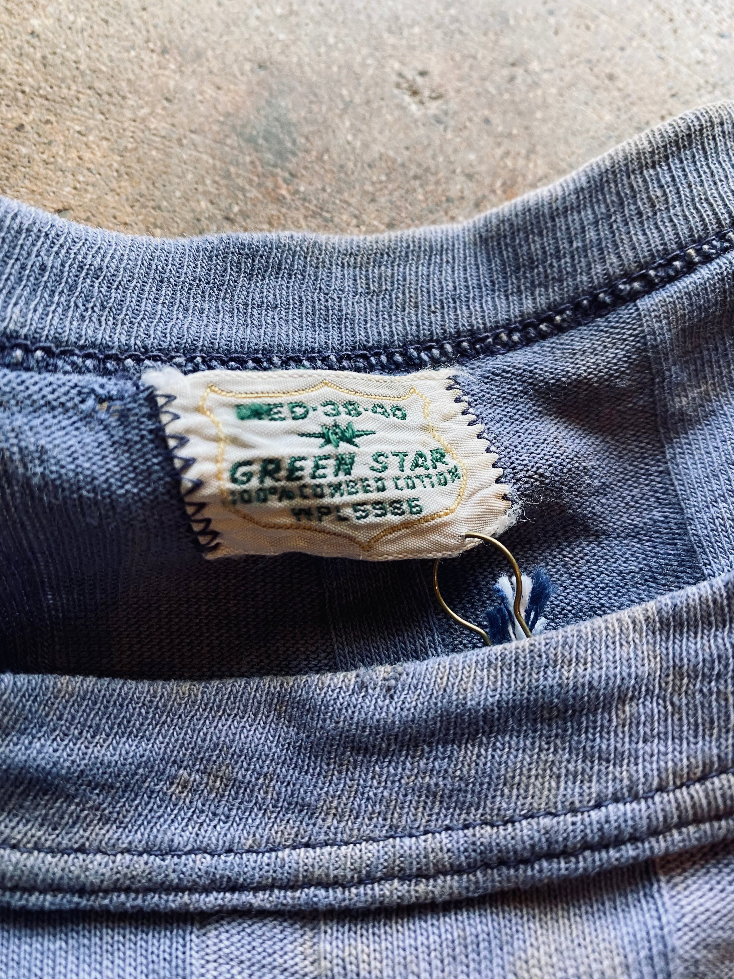 1930s Green Star Wide Ribbed Pocket Tee